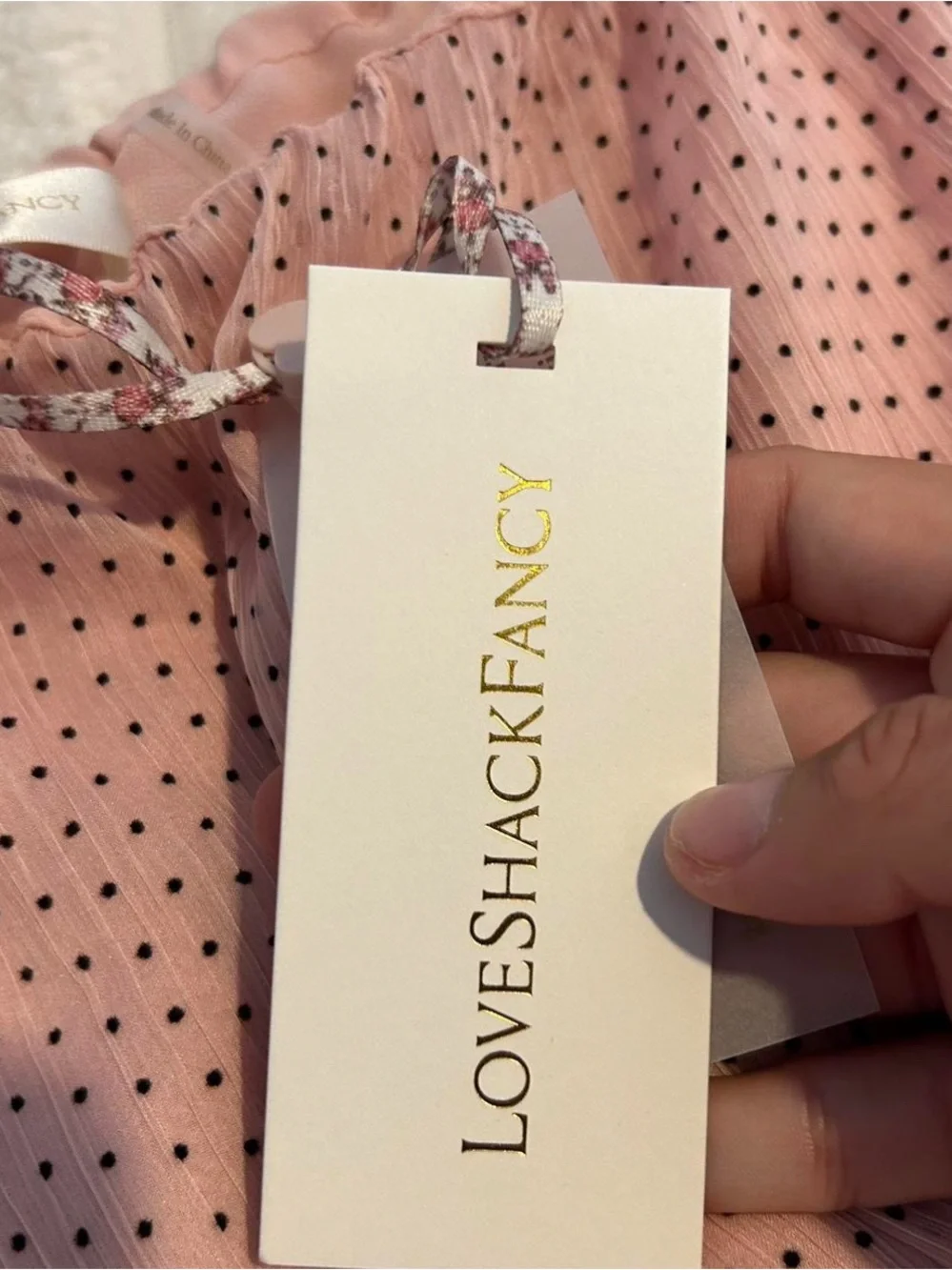 LoveShackFancy Blush Pink Polka Dot Ruffle Mini Skirt - Picture 3 of 4
